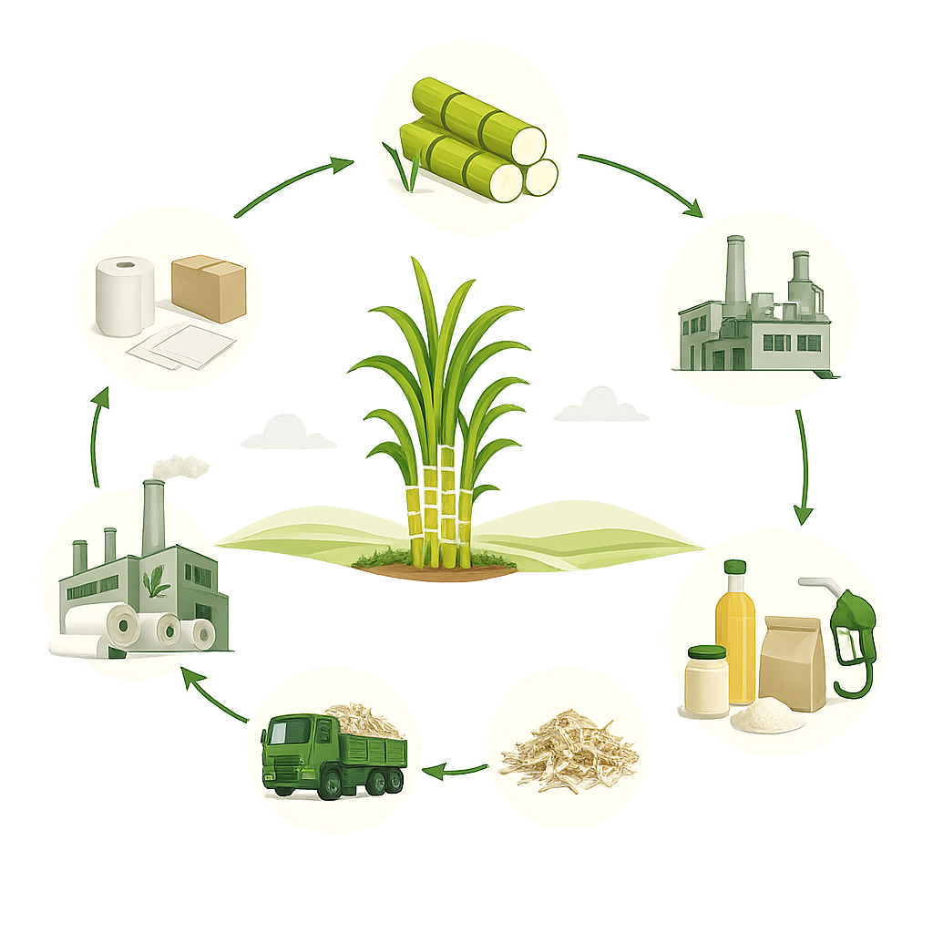 Sugarcane processing and bagasse recovery