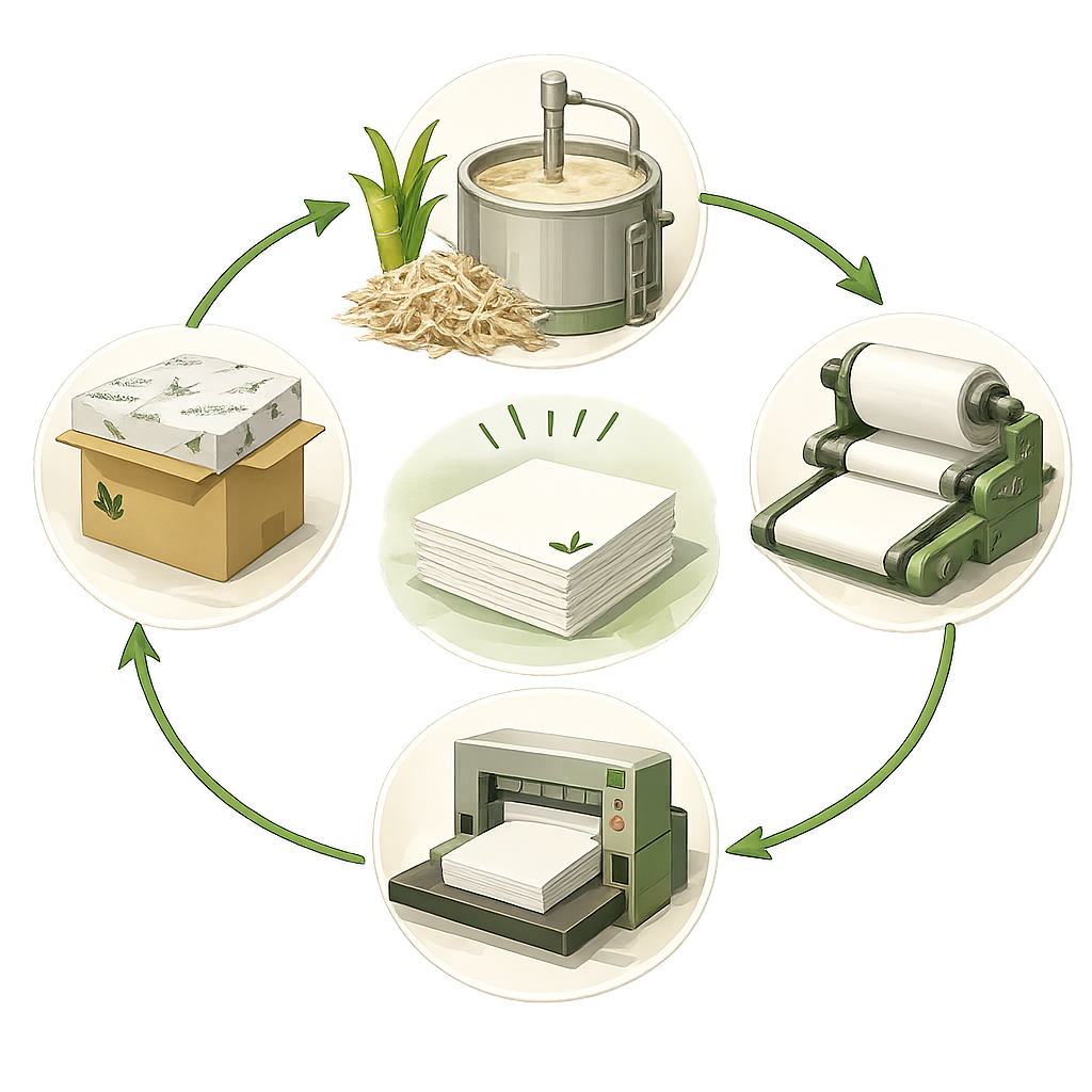 Bagasse fiber transformed into paper